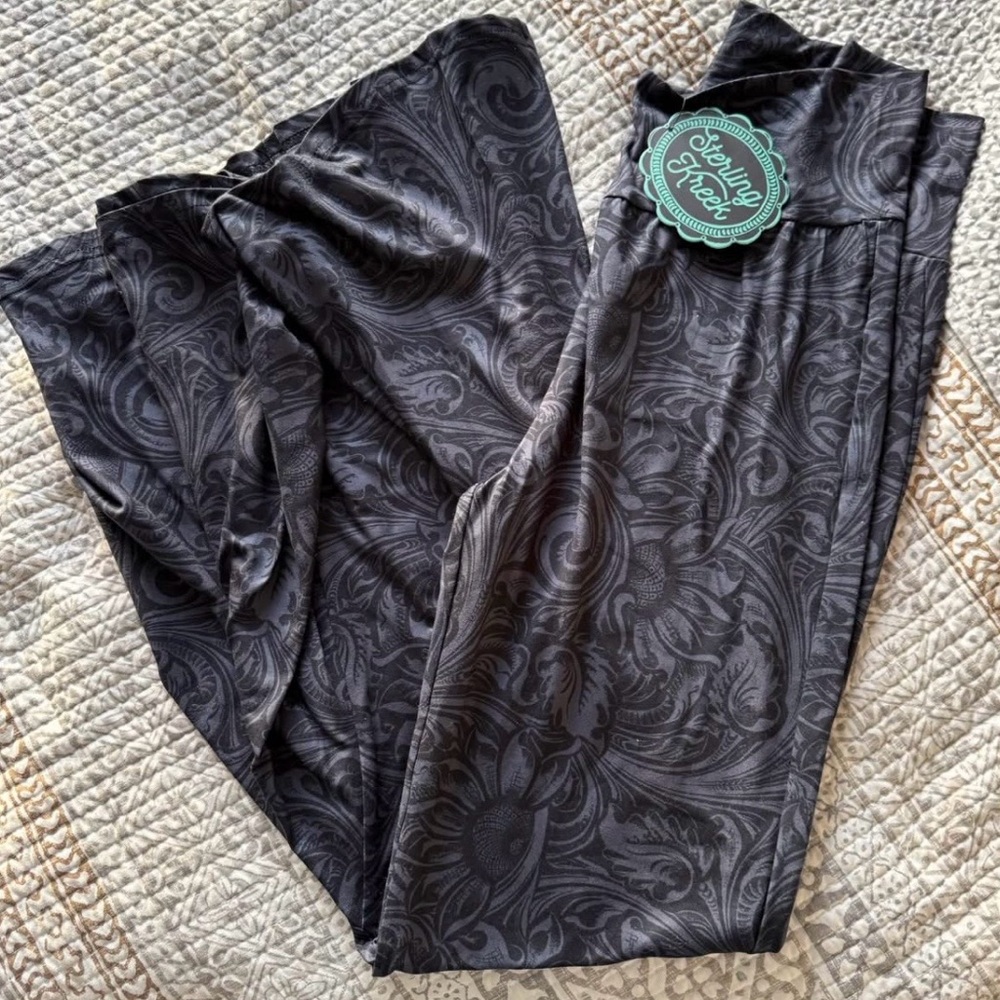 Elegant Black Paisley Women's Pants